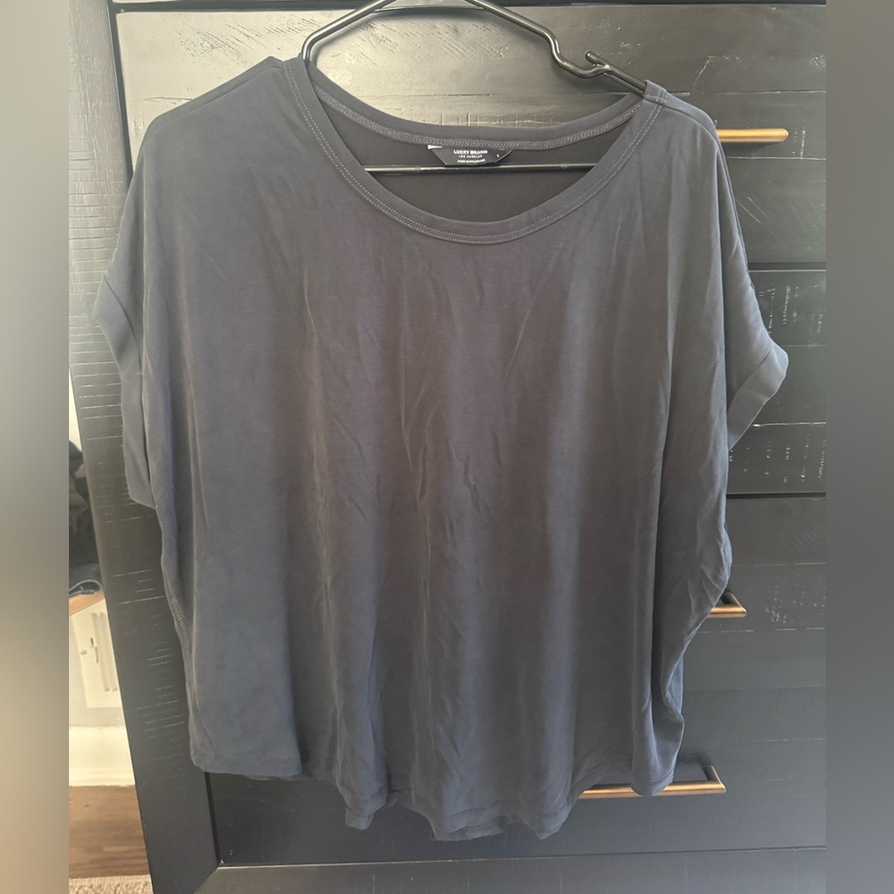 Lucky Brand Grey Black Short Sleeve Relaxed Tee
